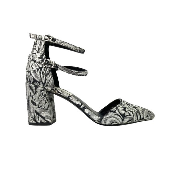 New Look Wide Fit Baroque Floral Print Ankle Strap Block Heeled Shoe Size 6 - Picture 4 of 9